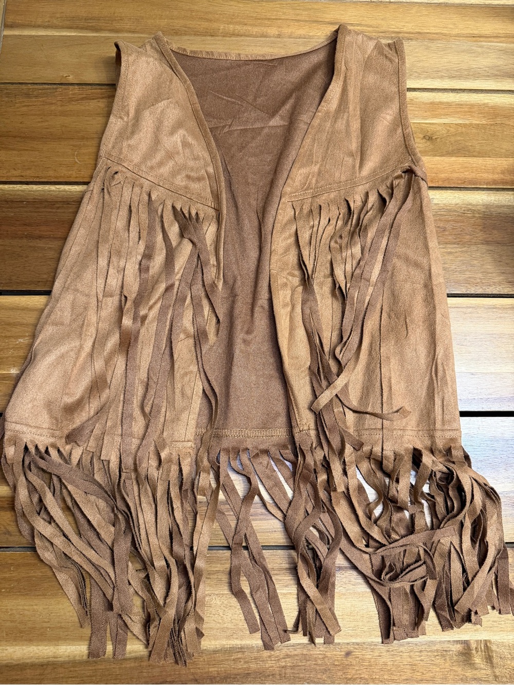 Fringe Suede-Look Vest - Brown